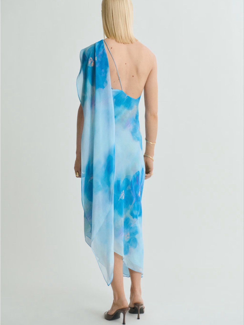 NWT Mango Asymmetrical Blue Dress scarf - Picture 2 of 5